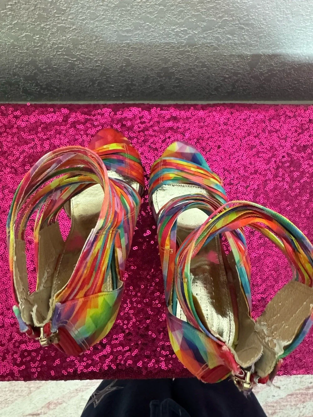 2/for $20 🪩 CHARLOTTE RUSSE Multicolor Strappy Stiletto, Metallic Heel (Size 6)